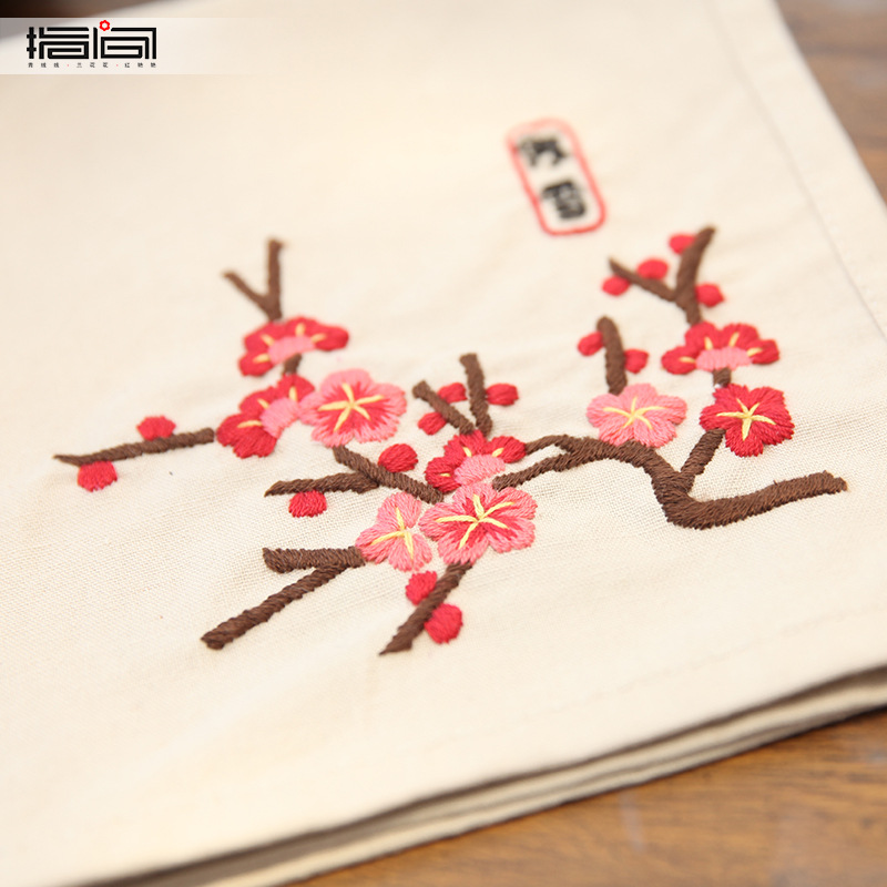 Bordado estilo antiguo no-su bordado solo doble capa pañuelo Bordado DIY pañuelo de algodón hombres y mujeres con bordado estiramiento Lu