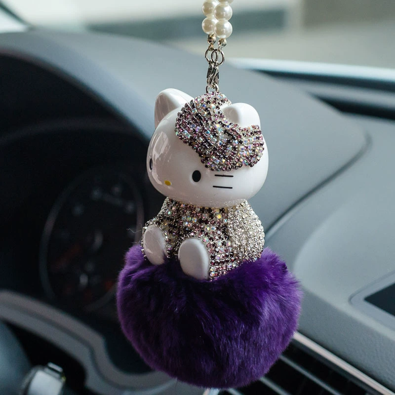 К tattoo? Actually translation: Katie car pendant hair ball cat inlaid diamonds KT ornament car interior pendant interior supplies car net red DIY