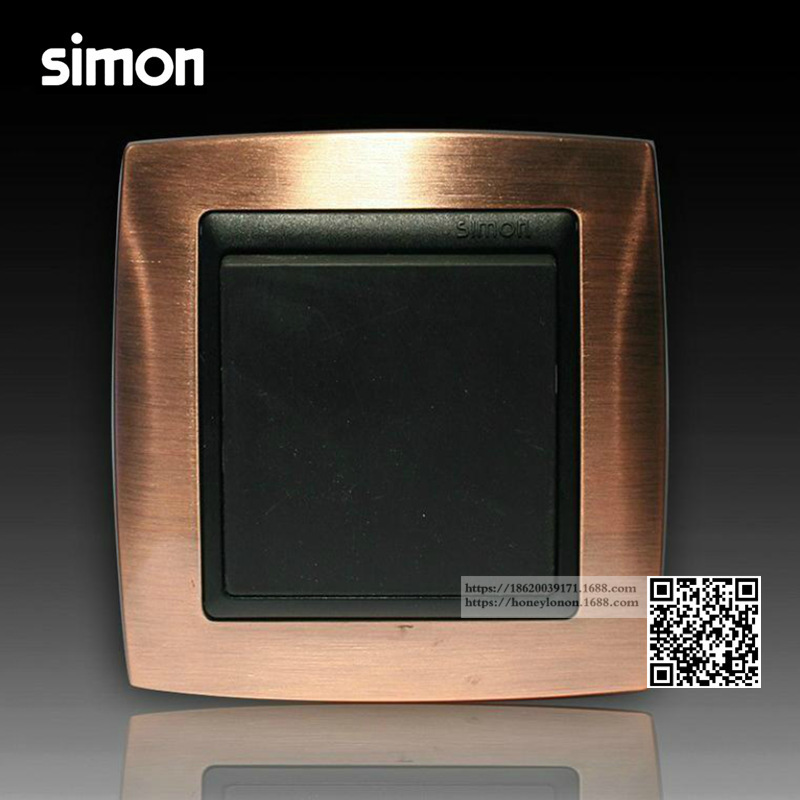 simon/西蒙 V8 一位双控换向开关(亚光黑+拉丝铜框)80397H-26