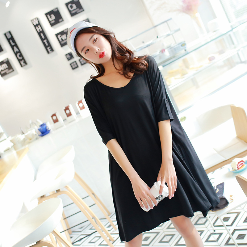 Foreign Trade Spring and Summer New Mid-Length T-Shirt Dress Mid-Sleeve Large Size Nightgown Modal Pajamas Plus Fat Plus Size