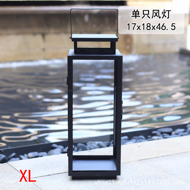 Portavelas de hierro estilo europeo para exteriores, decoración portátil de cristal retro, lámpara de piso grande, ideal para bodas y hoteles