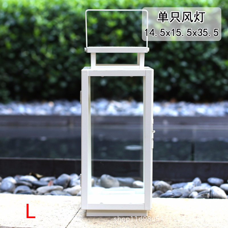 Portavelas de hierro estilo europeo para exteriores, decoración portátil de cristal retro, lámpara de piso grande, ideal para bodas y hoteles