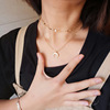 Golden necklace, pendant heart shaped, chain for key bag , accessory, European style, suitable for import, wholesale