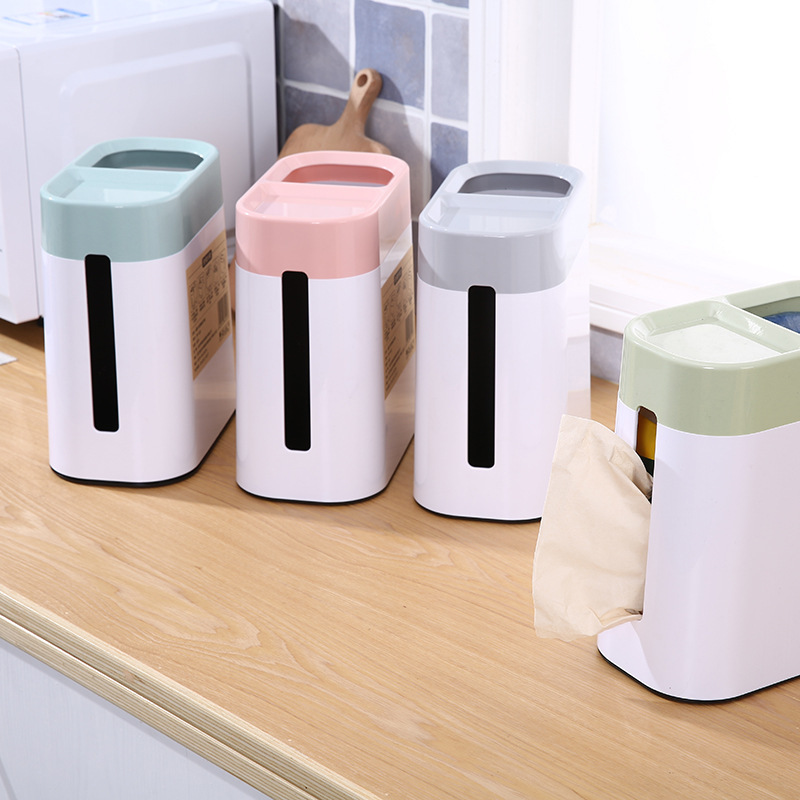 Nordic Plain Two-In-One Bedroom Living Room Bathroom Office Desktop Trash Can Tissue Box Multi-Function