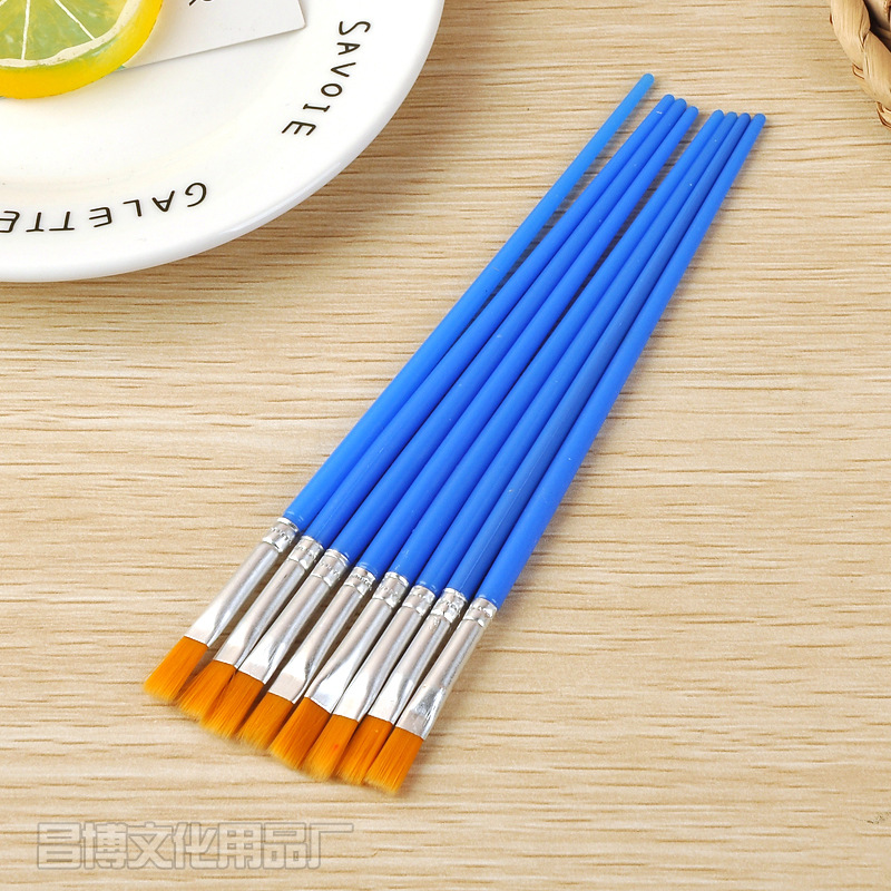 Flat Brush 17cm Student Painting DIY Oil Painting Brush Plaster Ceramic Kite Color Painting Flat Brush Wholesale