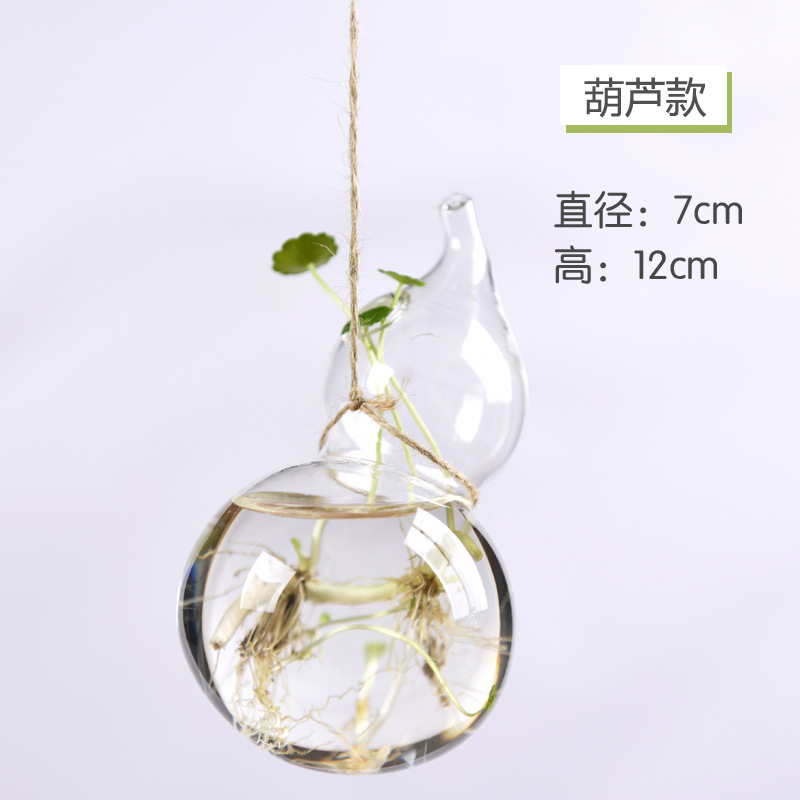 Fábrica directa colgando florero de vidrio transparente simple hidropónico pequeña botella colgante interior jardinería decoración del hogar botella planta