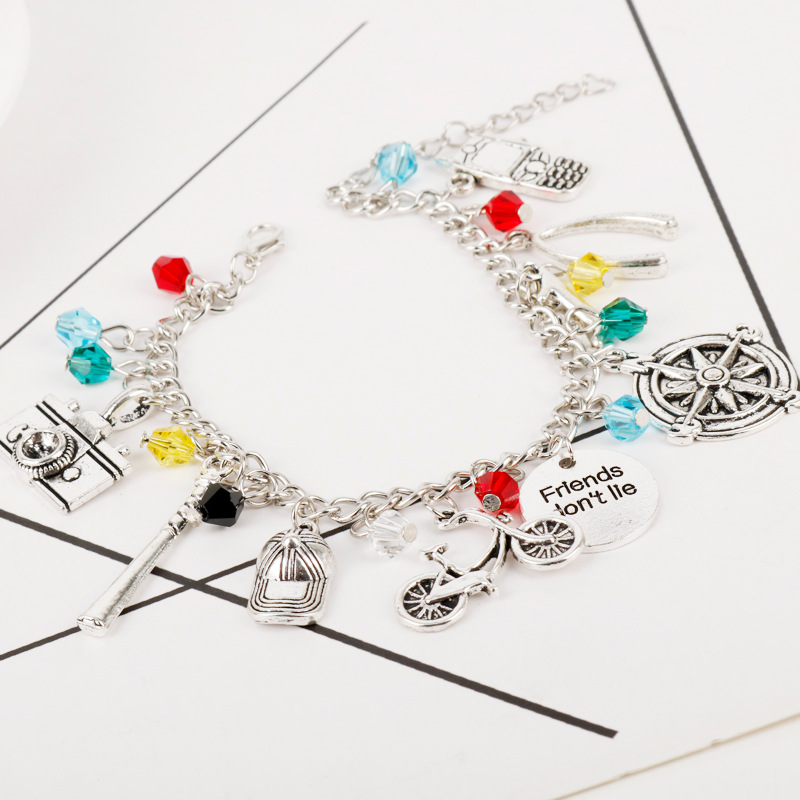 欧美影视周边科幻惊悚 怪奇物语手链 斧头磁带自行车组合金属饰品