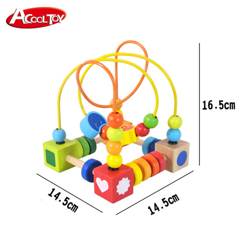 ACOOL TOY Wooden Age-Appropriate Baby Early Education Developmental Bead Stringing and Puzzles Baby Hands-on Enlightenment Wooden Toys