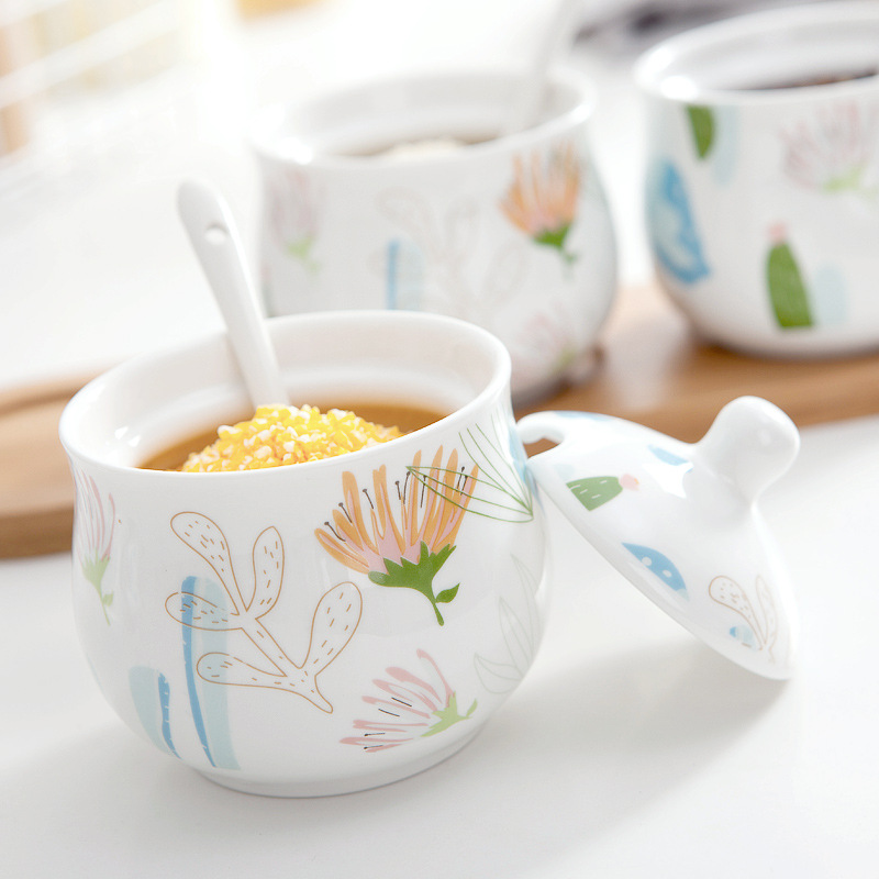 Nórdico hogar cerámica condimento tarro traje condimento caja sal tarro condimento tarro traje