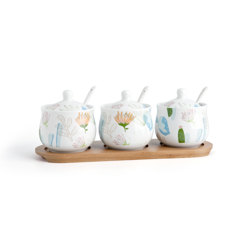 Nórdico hogar cerámica condimento tarro traje condimento caja sal tarro condimento tarro traje