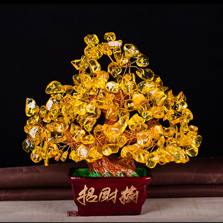 Mingwang Crystal Tree Citrine Cash Tree Ornaments Natural Amethyst Home Wine Cabinet Decoration Small Crafts