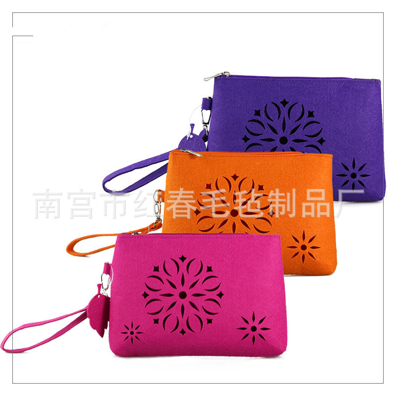 供应 毛毡化妆包 化妆洗漱包 毛毡手提包 量大丛优