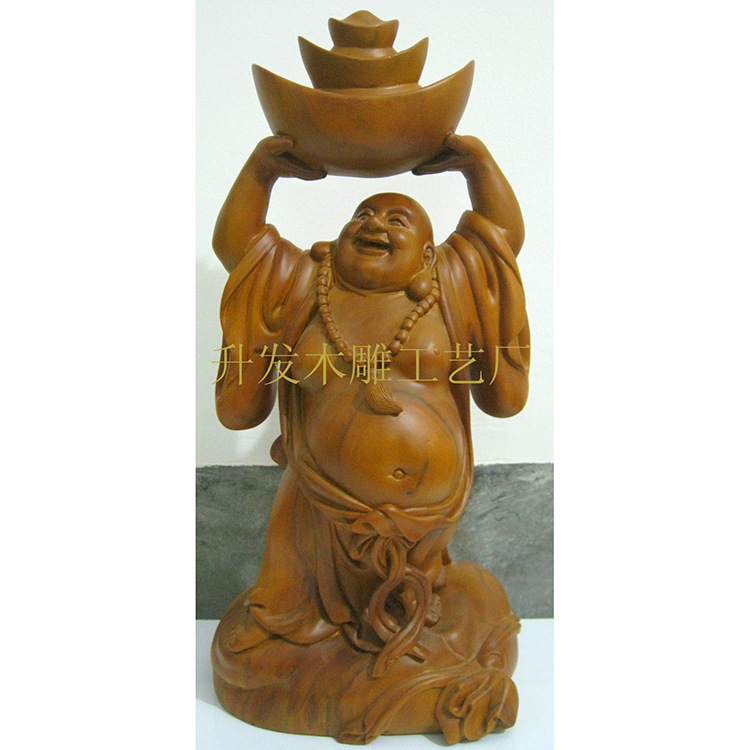 栩栩如生寺庙弥勒佛樟木木雕弥勒佛招财供奉佛像中式神像雕刻摆件