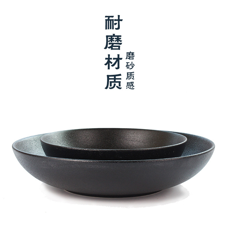 Tazón de cerámica Tazón de Fuente Grande esmerilado negro Cuencos de ramen