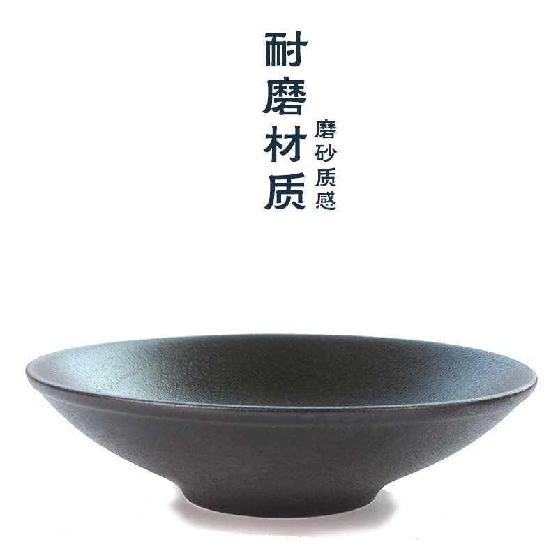 Tazón de cerámica Tazón de Fuente Grande esmerilado negro Cuencos de ramen