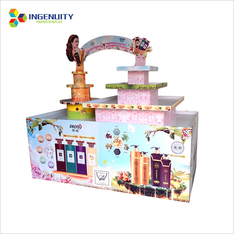 批发洗护日用品瓦楞纸拱门加厚纸质方堆异形结构多层组合饮料堆头