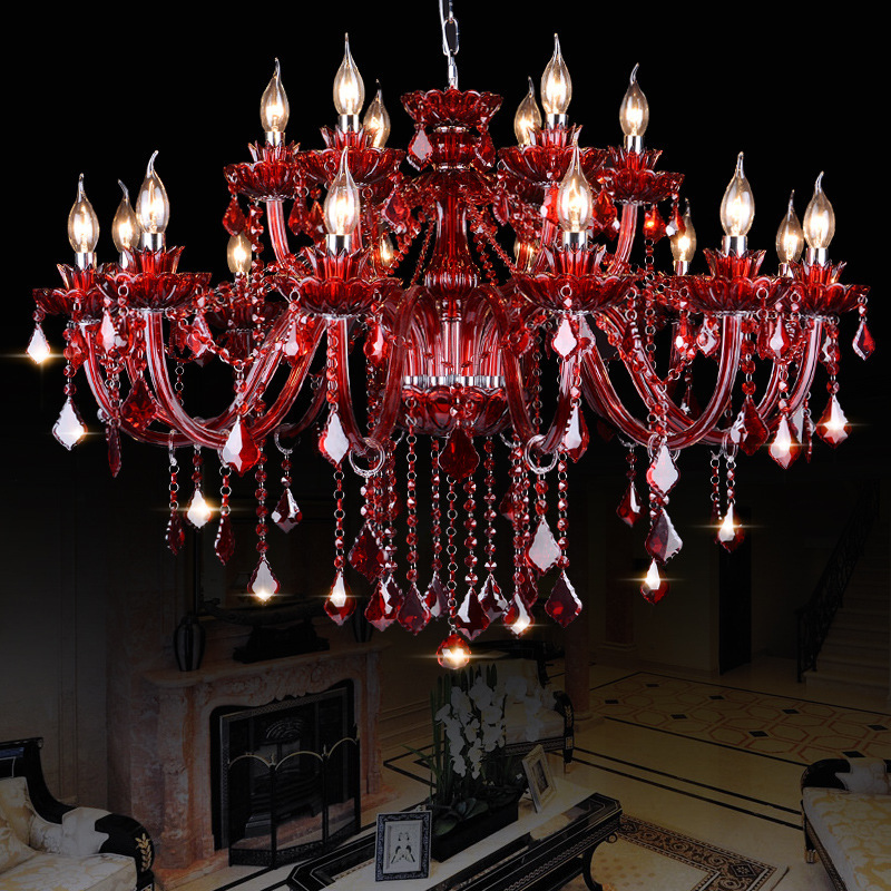 European-style Color Crystal Chandelier Red Cafe Internet Cafe Chandelier Wedding Room Bedroom KTV Rooms Candle Lamps European-style Color Crystal Chandelier Red Cafe Internet Cafe Chandelier Wedding Room Bedroom KTV Rooms Candle Lamps
