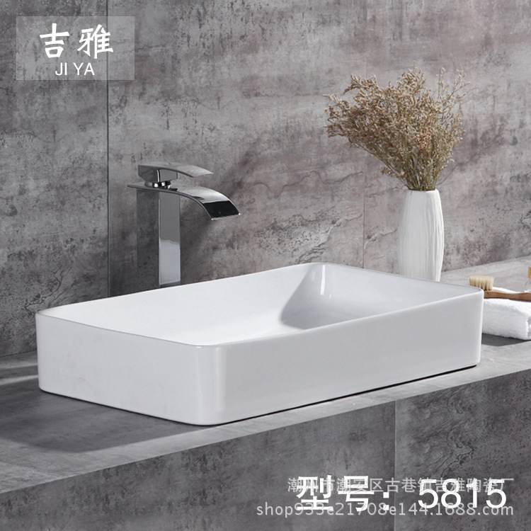 Rectangular de cerámica cuenca fábrica al por mayor lavabo 5815 baño lavabo simple cuenca artística