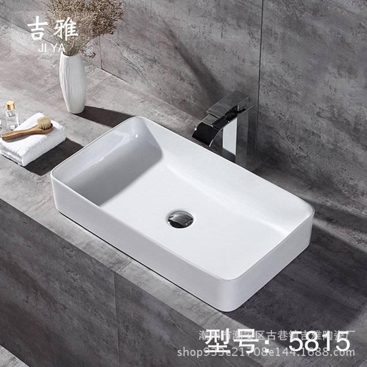 Rectangular de cerámica cuenca fábrica al por mayor lavabo 5815 baño lavabo simple cuenca artística