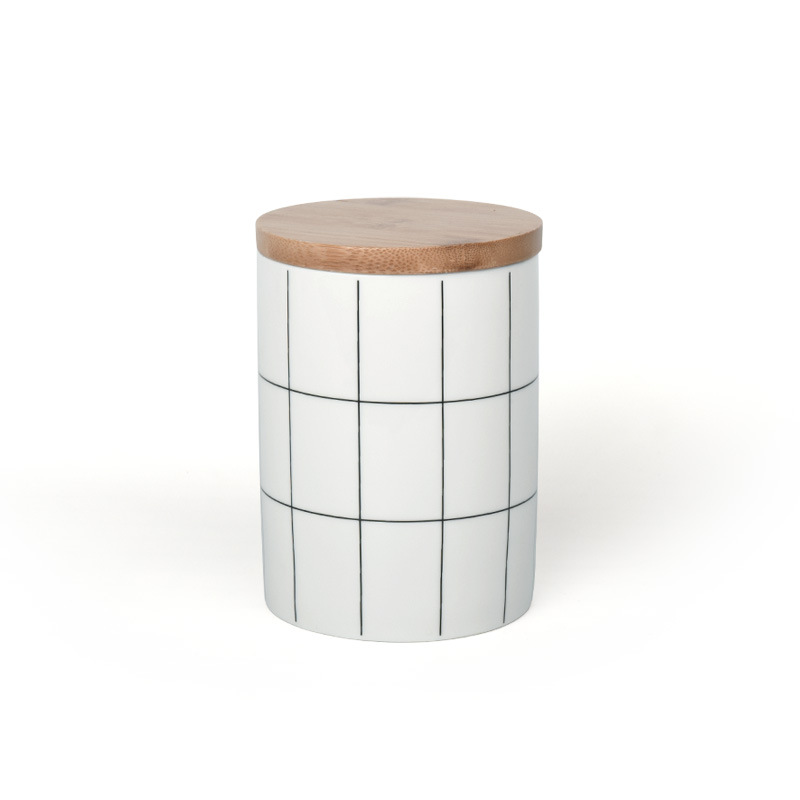 Nórdico redondo de cerámica resistente al calor Sellado tarro de almacenamiento grande tarro de almacenamiento de tres piezas con tapa traje de almacenamiento tarro