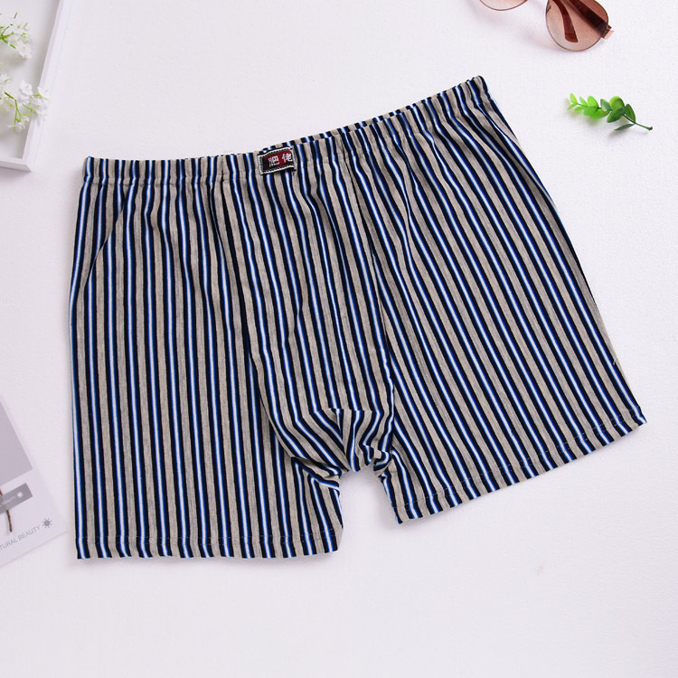 Middle-Aged and Elderly Men's Underwear with Colorful Stripes, Zipper Pocket, Knitted Polyester-Cotton Blend Boxer Shorts, High-Waisted, Factory Direct