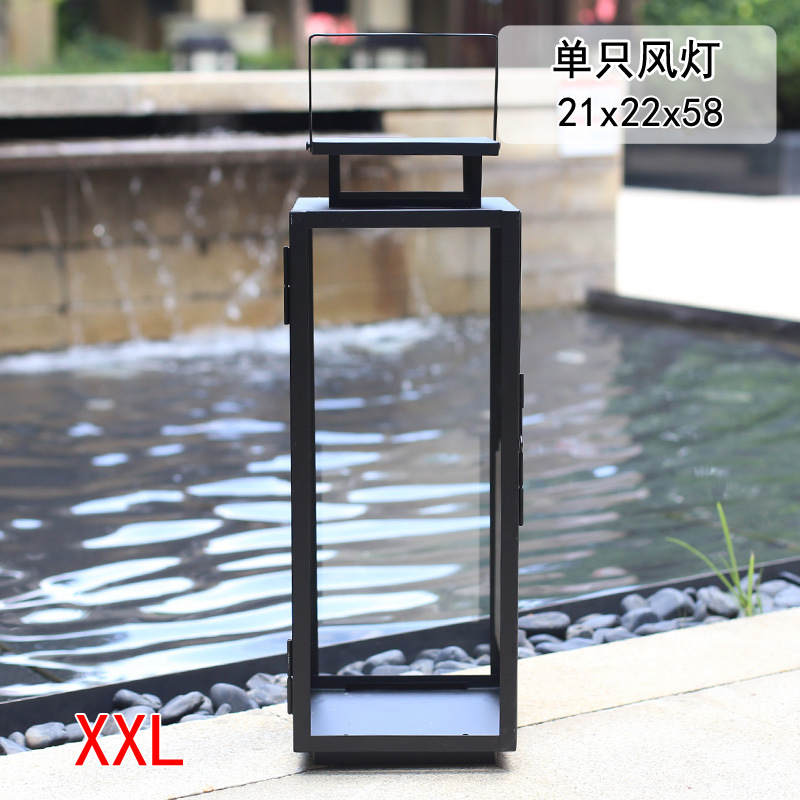 Portavelas de hierro estilo europeo para exteriores, decoración portátil de cristal retro, lámpara de piso grande, ideal para bodas y hoteles