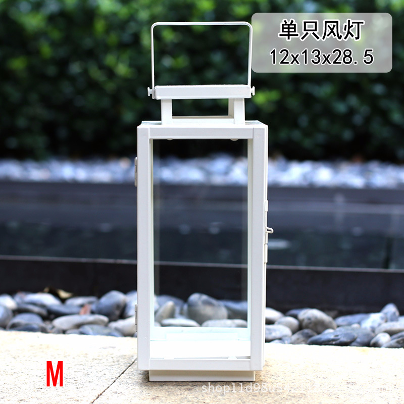 Portavelas de hierro estilo europeo para exteriores, decoración portátil de cristal retro, lámpara de piso grande, ideal para bodas y hoteles