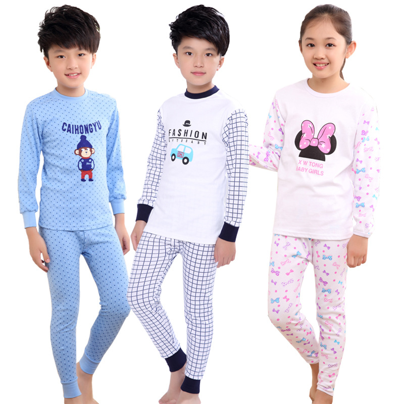 Conjunto de ropa interior para Niños y Niñas Ropa de otoño pantalones largos conjunto de ropa interior para niños pijamas de algodón para niños