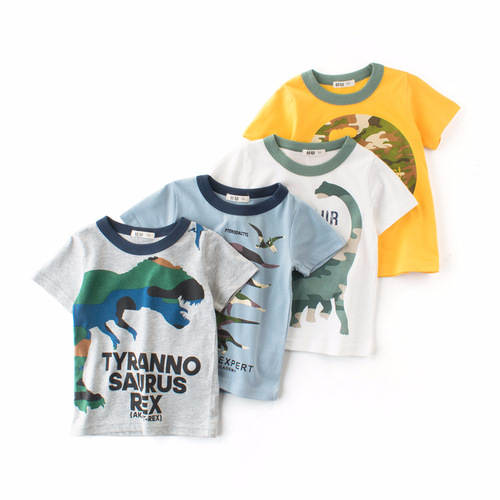 Korean style children's clothing new 2024 summer boys' short-sleeved T-shirt wholesale fashion brand children's clothing one piece consignment