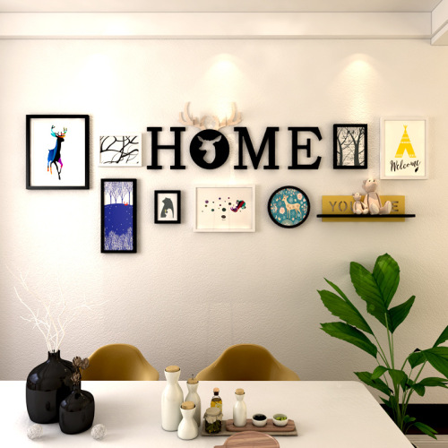 Simple modern restaurant wall hanging painting creative letter photo wall picture frame combination wall deer head wall decoration decorative pendant