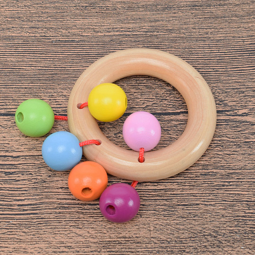 Set of four wooden rattles, hand rattles, Orff instruments, infant hand rattles, baby early education toys