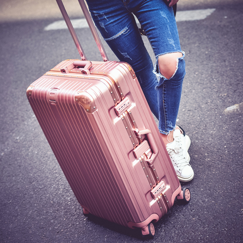 Trolley Suitcase with Universal Wheels 24inch Aluminum Frame Leather Suitcase Travel Suitcase Women's Suitcase 26inch Hard Case Retro Carry-On Suitcase 20inch Trolley Suitcase with Universal Wheels 24inch Aluminum Frame Leather Suitcase Travel Suitcase Women's Suitcase 26inch Hard Case Retro Carry-On Suitcase 20inch