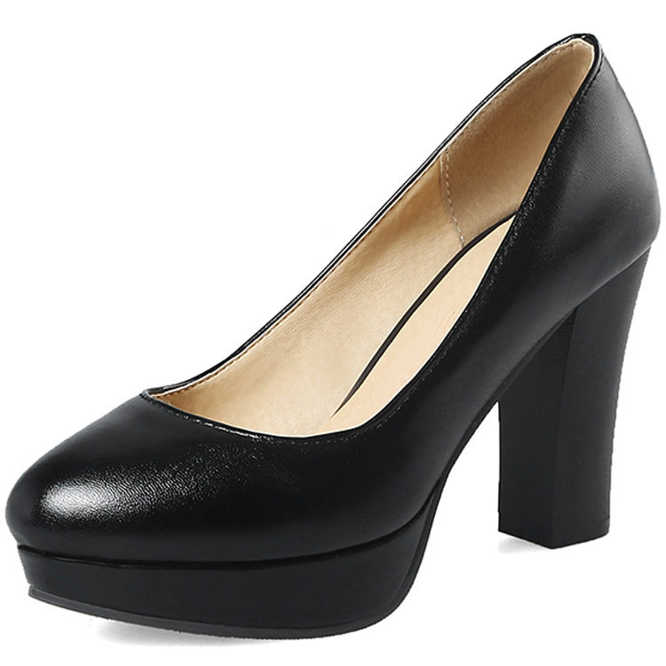 foreign trade supply single shoes women's thick heel high heels plus size 40-46