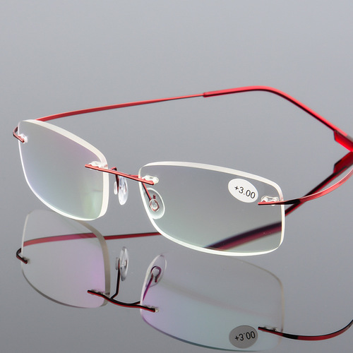 Wholesale alloy frameless super elastic floor stalls with film for the elderly, ultra-light metal glasses, reading glasses for the elderly, frameless