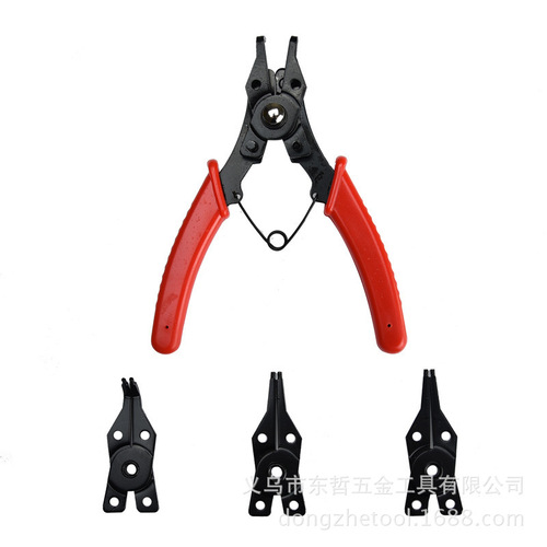 Four-in-one red/yellow circlip pliers, four-head retaining ring pliers, internal and external snap ring pliers, shaft spring disassembly and assembly