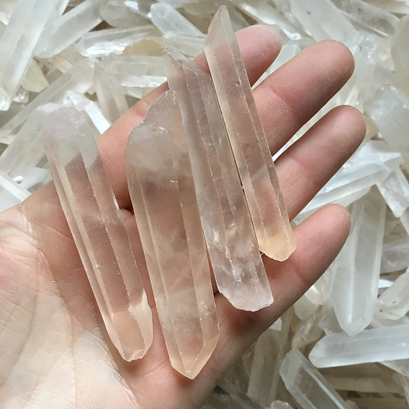 白水晶原石单晶体六角体白晶柱原石料批发水晶原石