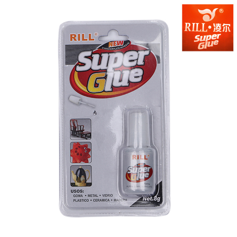 RILL凌尔牌8克带刷欧标502强力胶    塑料瓶带刷子超强万能胶