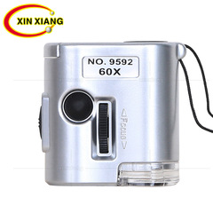 60x Portable Microscope LED Light Money Detection Pocket Antique Jewelry Appraisal Magnifying Glass with Leather Case Lanyard