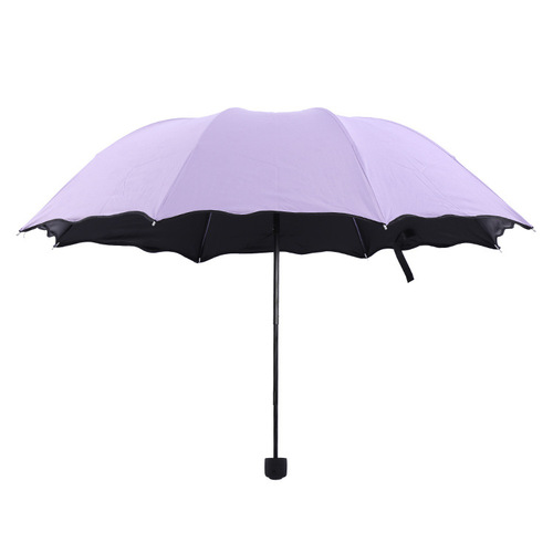 Lotus leaf blossoms when exposed to water, sunny umbrella, three-fold sun protection sun umbrella, anti-UV sunshade, custom logo