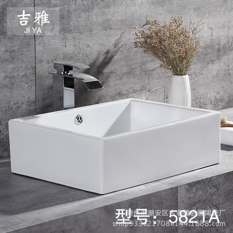 Fábrica al por mayor bañera de Cerámica Arte lavabo de cerámica lavabo rectangular lavabo de baño lavabo
