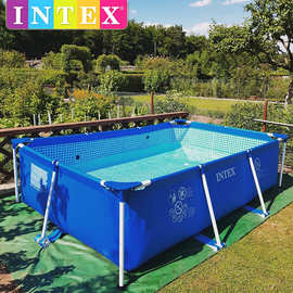 intex超大号儿童游泳池家用加厚成人支架水池充气养鱼池宠物洗澡