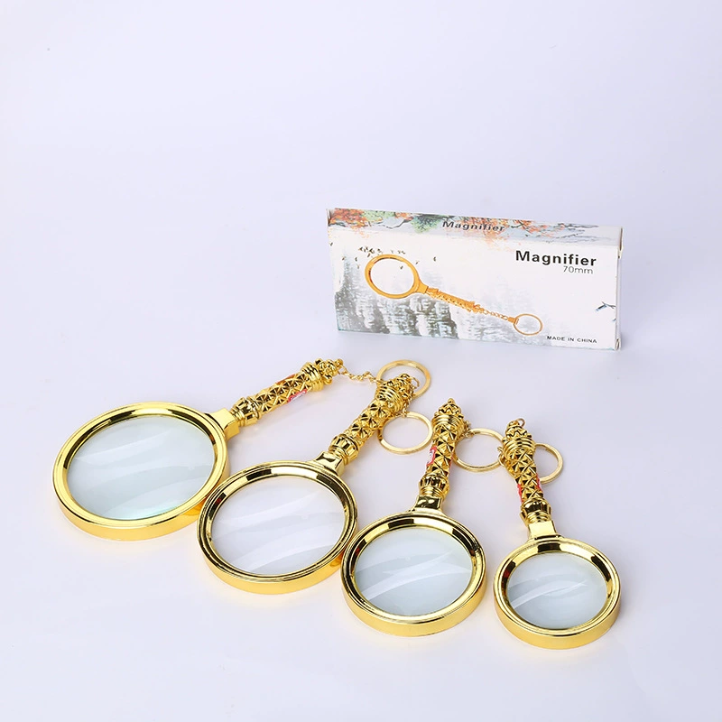 Модное Новое позолоченное цветочное увеличительное стекло с прямой ручкой, индивидуальное портативное зеркало для чтения для пожилых людей, подарочное увеличительное стекло с цветочной ручкой