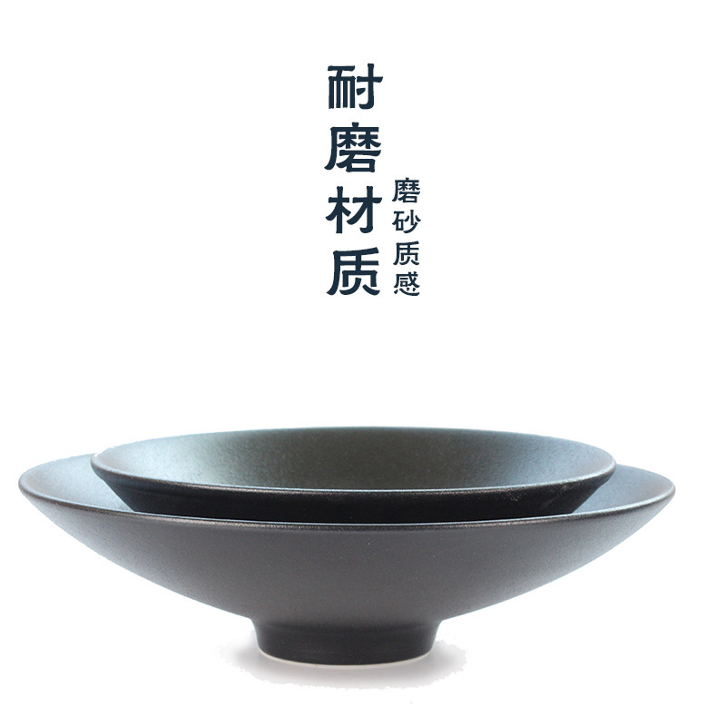 Tazón de cerámica Tazón de Fuente Grande esmerilado negro Cuencos de ramen
