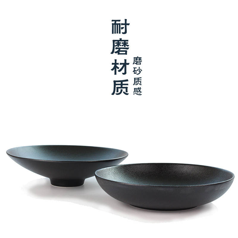 Tazón de cerámica Tazón de Fuente Grande esmerilado negro Cuencos de ramen
