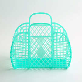 批发菱形塑料手提沐浴篮 塑料杂物篮卫浴收纳篮 组装洗漱篮软篮子