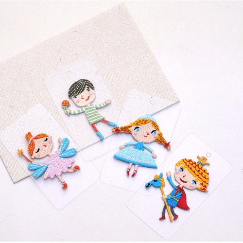 The Prince and Princess of Fairy Tale Town Embroidered Cloth Stickers Clothes Stickers Down Jacket Repair Subsidy DIY Handbook Stickers Wholesale B3-4