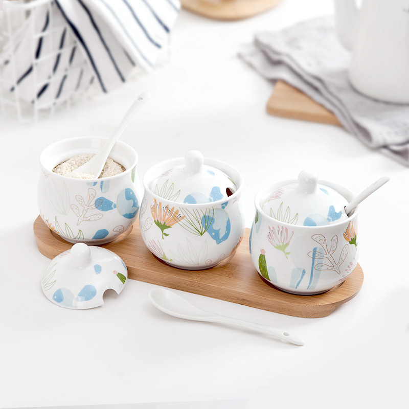 Nórdico hogar cerámica condimento tarro traje condimento caja sal tarro condimento tarro traje