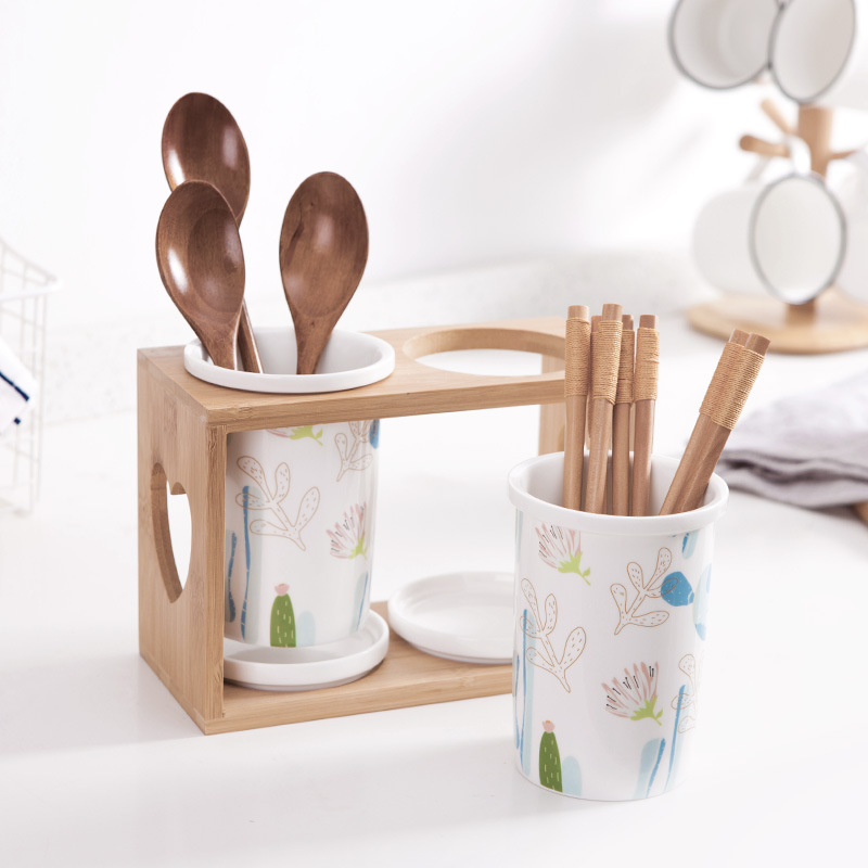 Cuchillo de cerámica para el hogar de estilo coreano, tenedor, cuchara, soporte de palillos, caja de palillos, soporte de palillos, estante de drenaje, vajilla, suministros de cocina