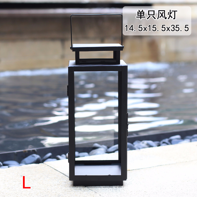 Portavelas de hierro estilo europeo para exteriores, decoración portátil de cristal retro, lámpara de piso grande, ideal para bodas y hoteles