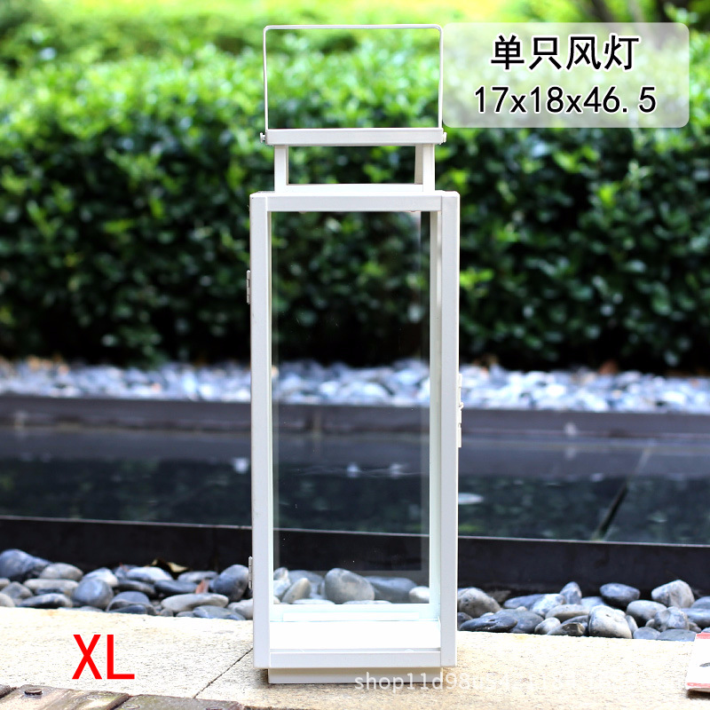 Portavelas de hierro estilo europeo para exteriores, decoración portátil de cristal retro, lámpara de piso grande, ideal para bodas y hoteles